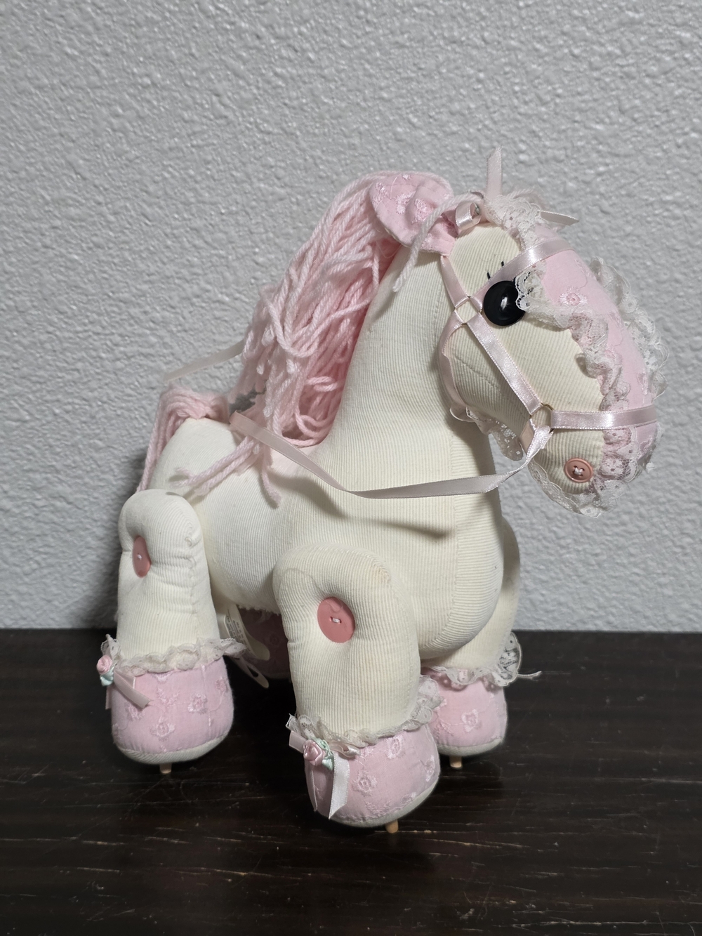 Nite, Nite Pony, 1995 Pink & Cream Fabric Pony Plush By Hamilton, Plays Music